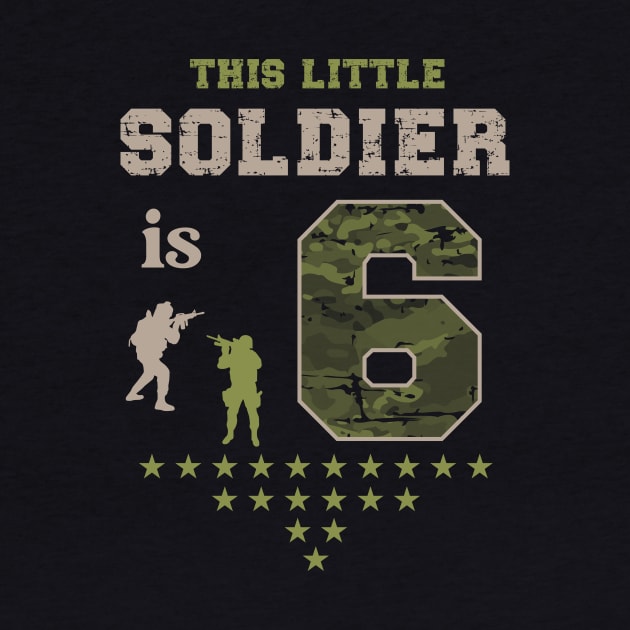 Kids 6 Year Old Soldier Birthday Gift Military T Shirt by Klouder360